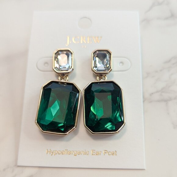 J.Crew Factory Crystal Drop Statement Earrings - Picture 1 of 8